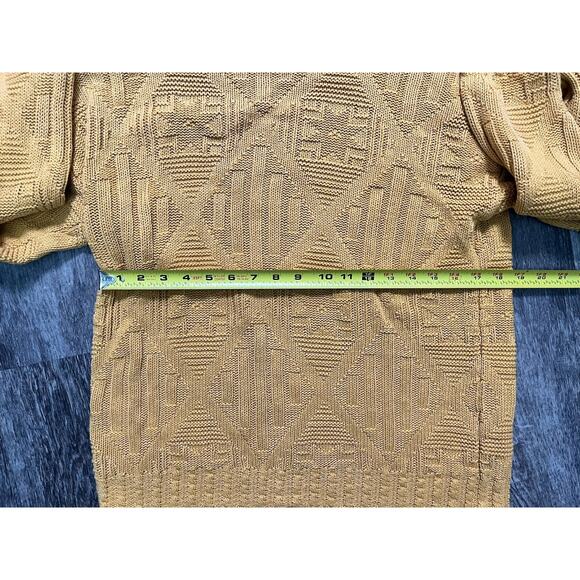 Vintage Red Camel Sweater Medium Yellow Geometric Knit Ramie Cotton Hong Kong - Picture 5 of 6